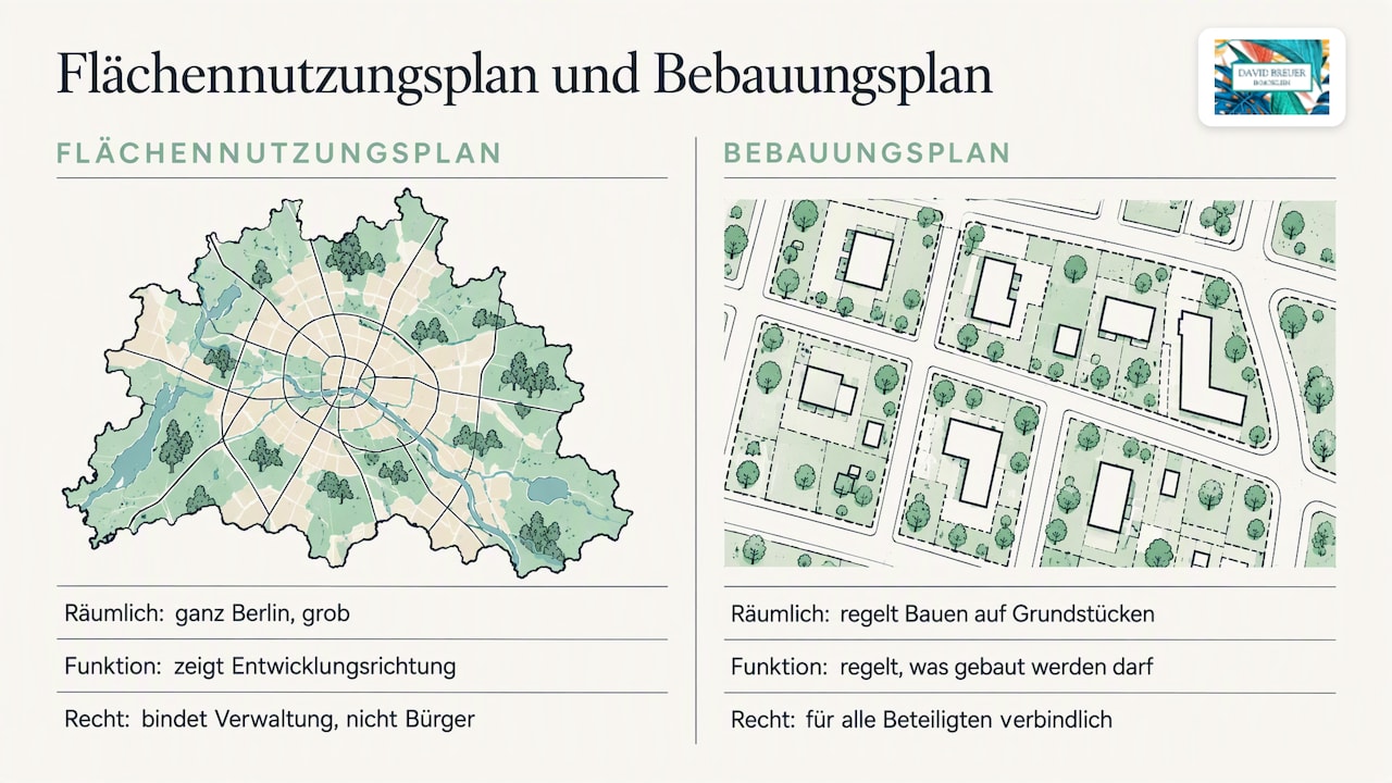 Vergleich von Flächennutzungsplan und Bebauungsplan