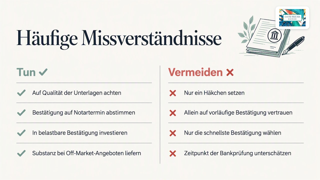 Was beim Thema Finanzierungsbestätigung oft falsch verstanden wird — overview diagram