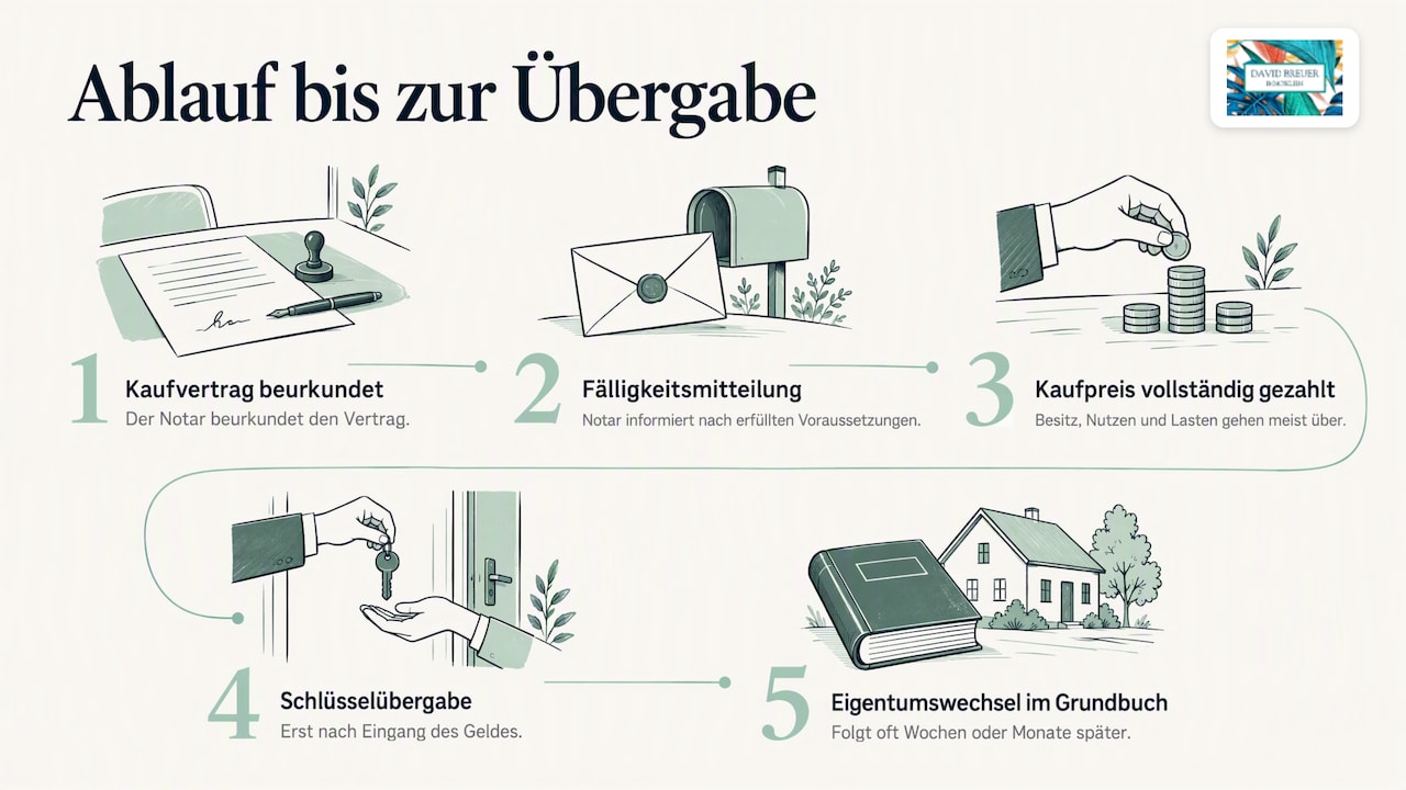Wann die Übergabe beim Hausverkauf stattfindet — overview diagram