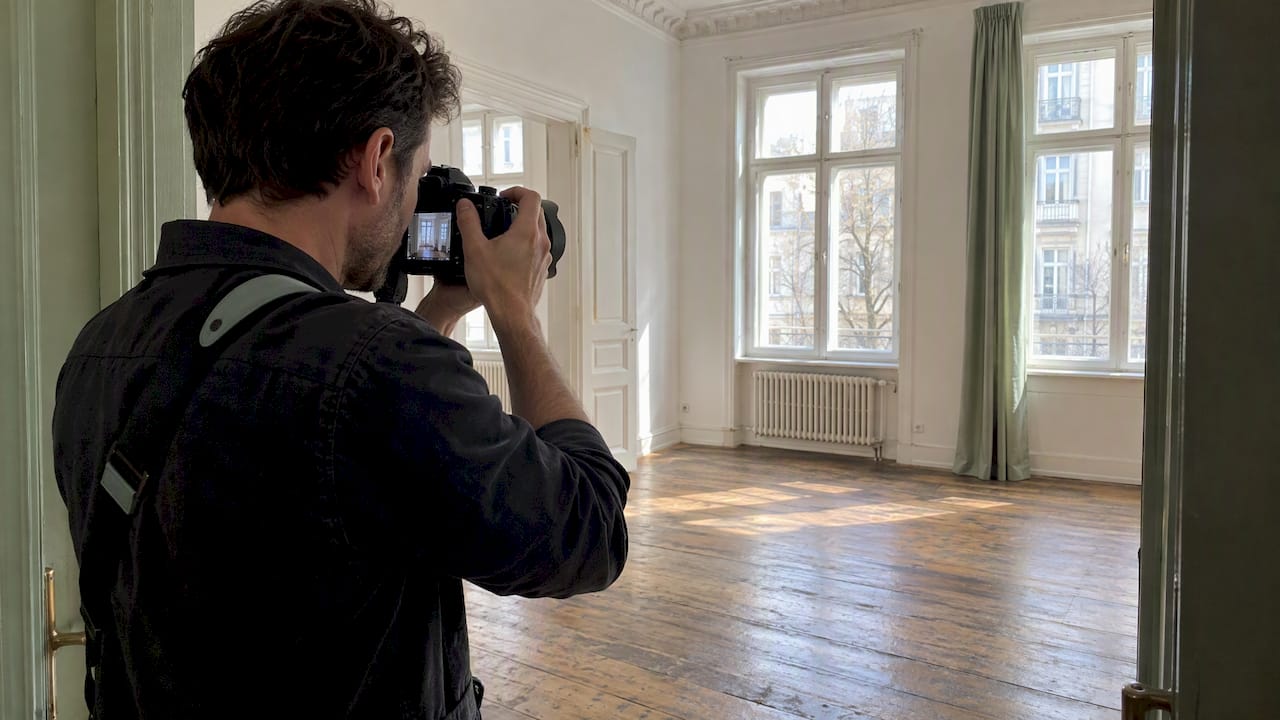 Immobilienfotograf fertigt Wohnungsdokumentation in Berlin an